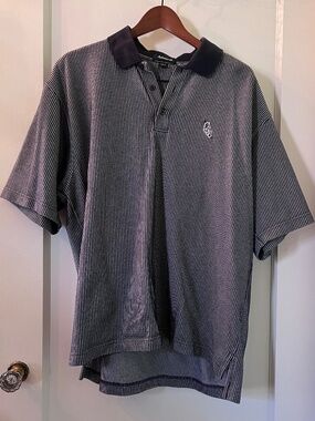 Ashworth Men’s Golf Shirt Short-Sleeve XL Navy Stripe